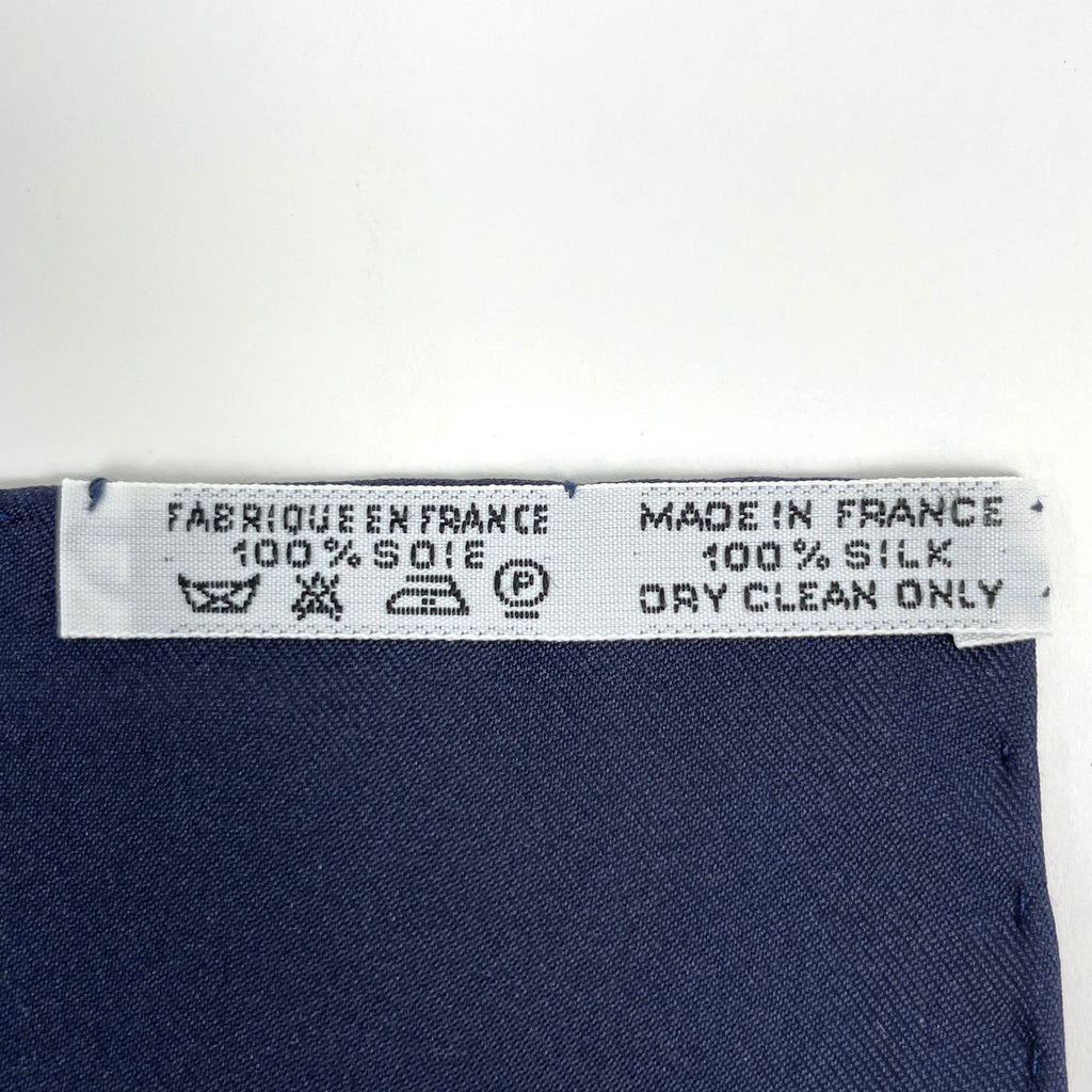Hermes Carre 90 Eperon D'or Yellow Gold Spurs Scarf Silk Navy