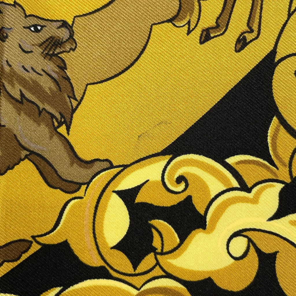 Hermes Carre 90 Animaux Solaires Animals of the Sun Scarf Silk Black Yellow