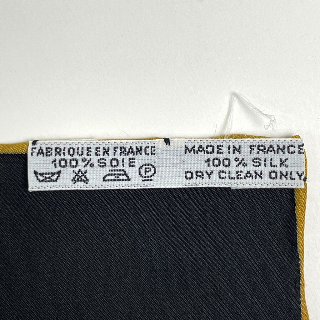 Hermes Carre 90 Animaux Solaires Animals of the Sun Scarf Silk Black Yellow
