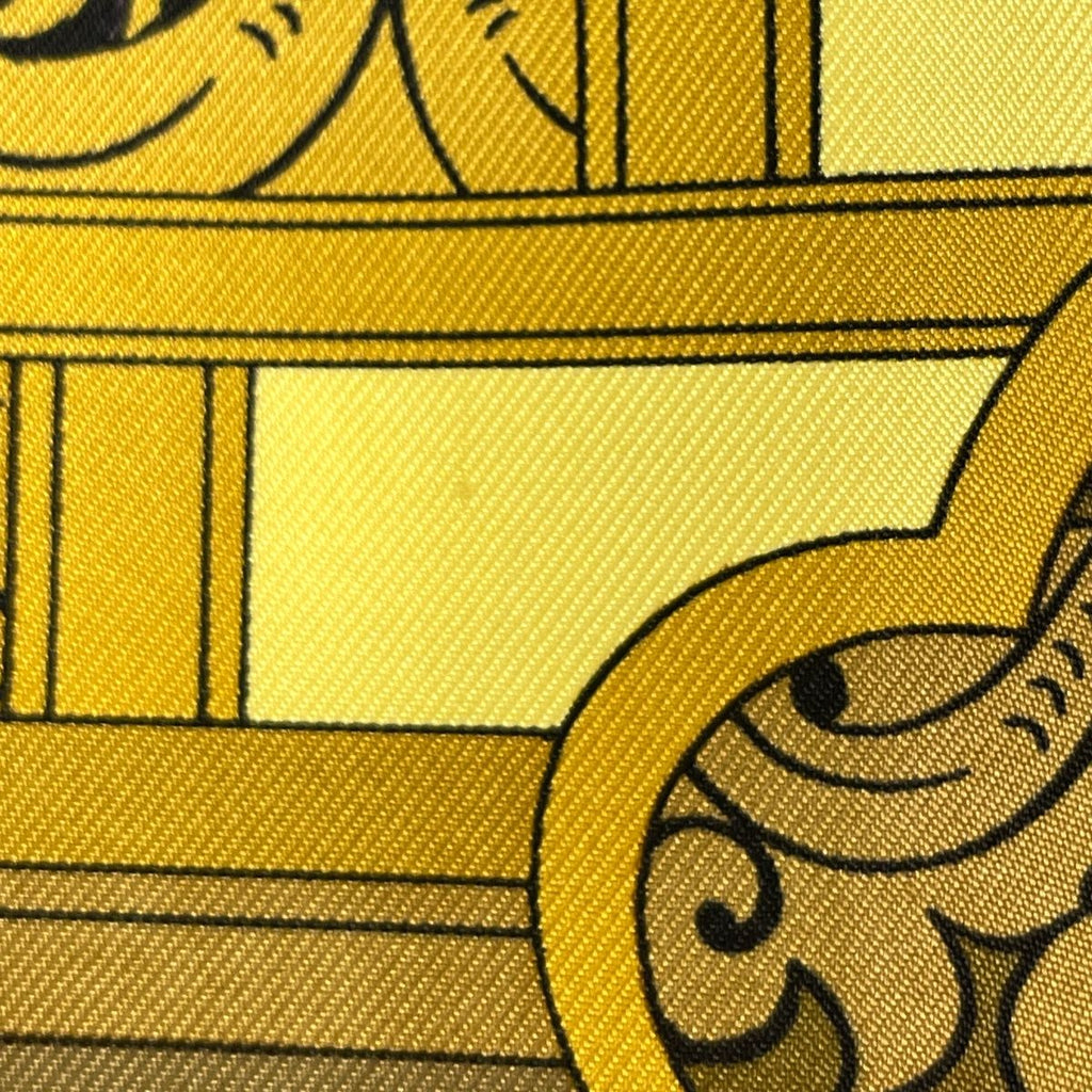 Hermes Carre 90 Animaux Solaires Animals of the Sun Scarf Silk Black Yellow