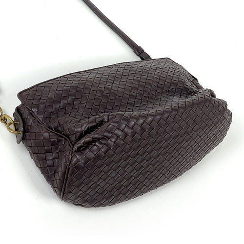 Bottega Veneta Intrecciato Shoulder Bag Leather Brown