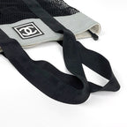 Chanel Sports Line Mesh Tote Bag CC Logo Nylon Canvas Black Gray