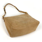 Fendi Zucca Logo Shoulder Bag Big Mamma Baguette Leather Beige