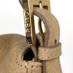 Fendi Zucca Logo Shoulder Bag Big Mamma Baguette Leather Beige