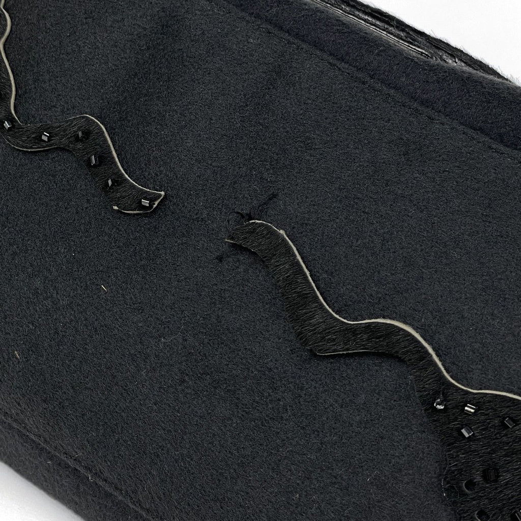 Fendi Zucca Logo Shoulder Bag Mamma Baguette Fabric Black