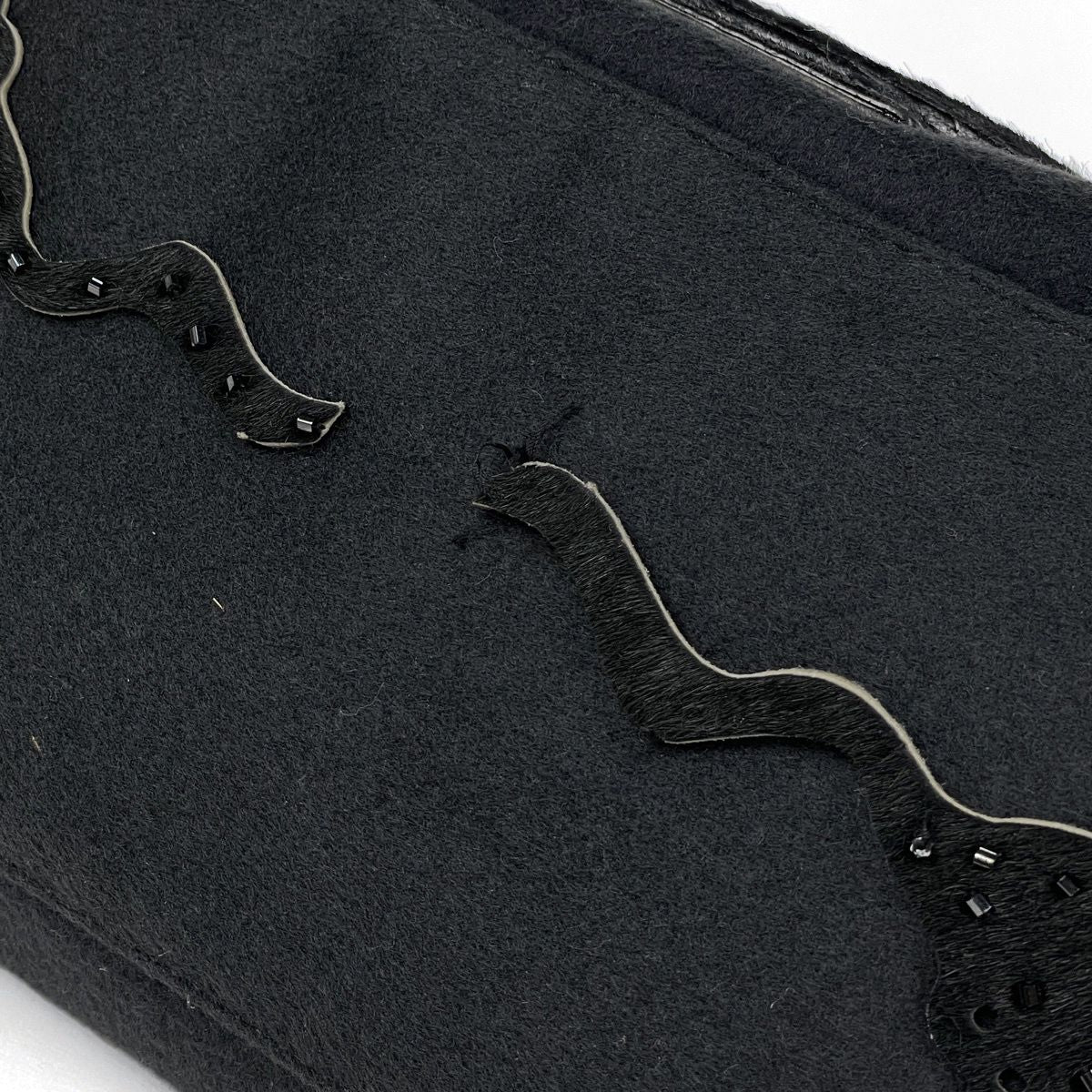 Fendi Zucca Logo Shoulder Bag Mamma Baguette Fabric Black