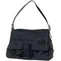Fendi Zucca Logo Shoulder Bag Mamma Baguette Fabric Black