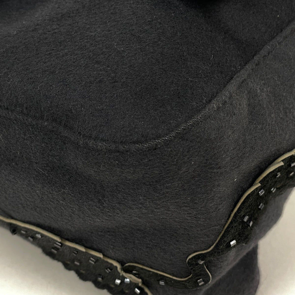 Fendi Zucca Logo Shoulder Bag Mamma Baguette Fabric Black