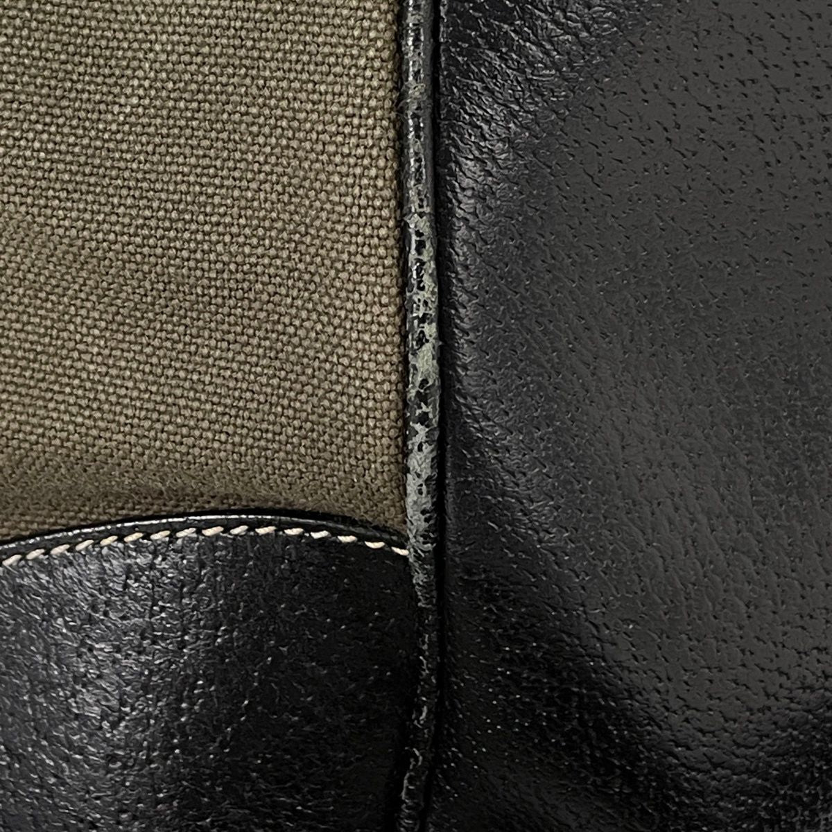 Prada Boston Bag 2-Way Canvas Khaki Black