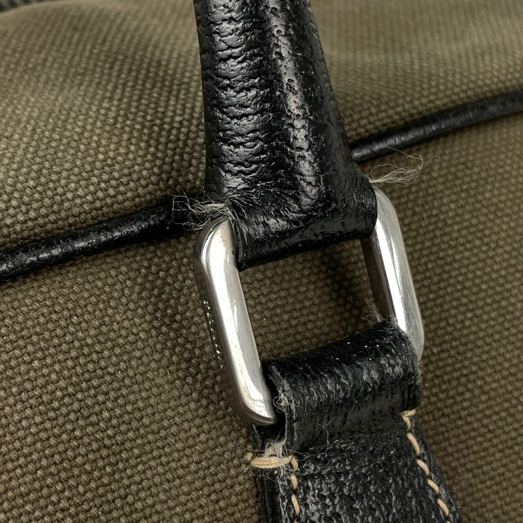 Prada Boston Bag 2-Way Canvas Khaki Black