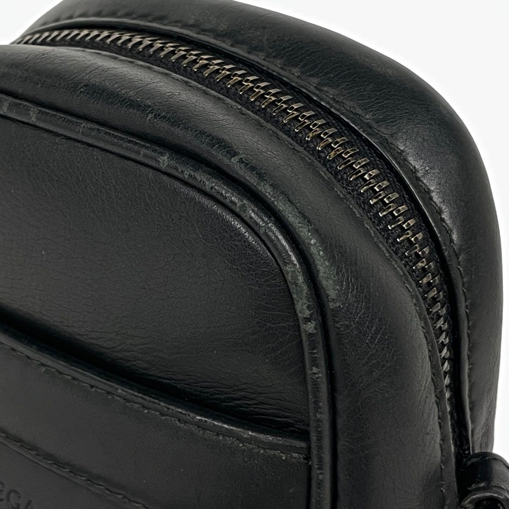 Bottega Veneta Leggero Shoulder Pouch Perforated Bag Leather Black