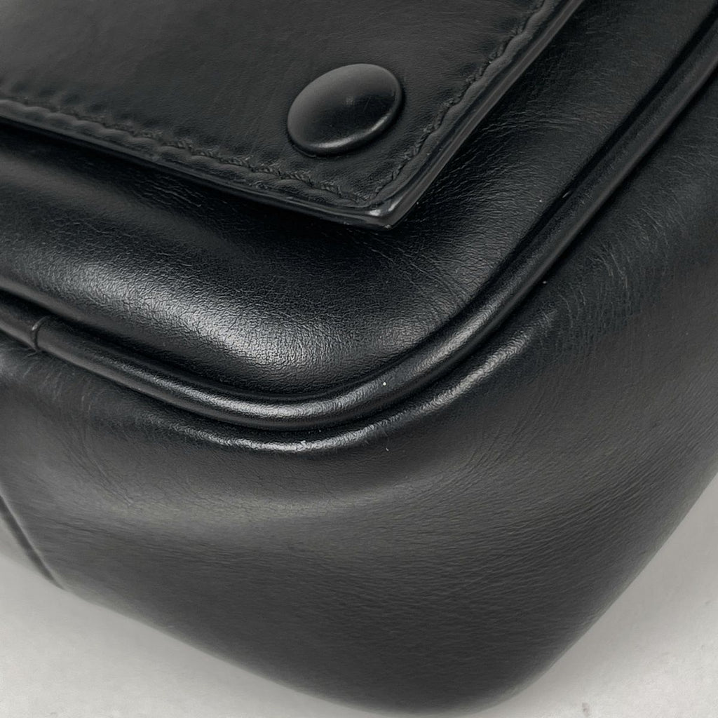 Bottega Veneta Leggero Shoulder Pouch Perforated Bag Leather Black
