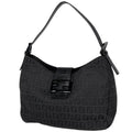 Fendi Zucchino Pattern Shoulder Bag Canvas Black