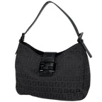 Fendi Zucchino Pattern Shoulder Bag Canvas Black