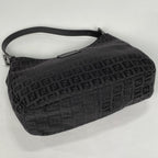 Fendi Zucchino Pattern Shoulder Bag Canvas Black