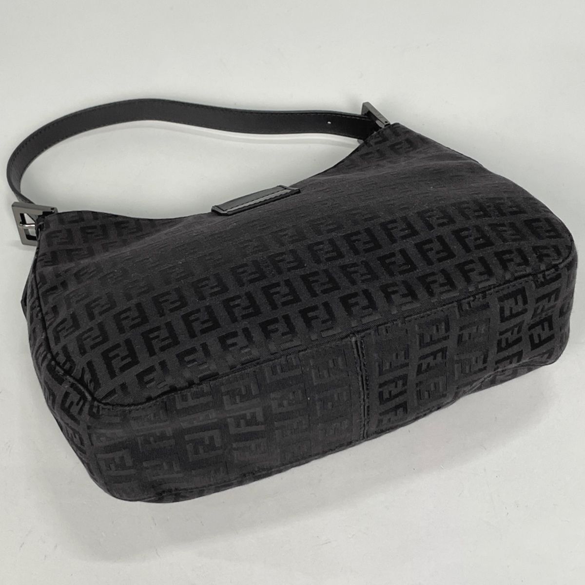 Fendi Zucchino Pattern Shoulder Bag Canvas Black