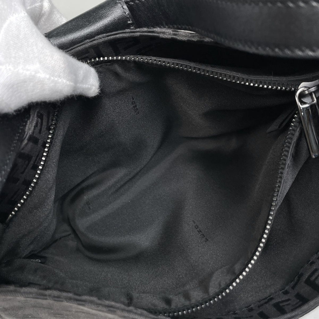 Fendi Zucchino Pattern Shoulder Bag Canvas Black