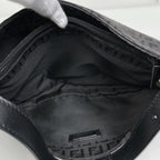Fendi Zucchino Pattern Shoulder Bag Canvas Black