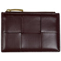 Bottega Veneta Cassette Fastener Card Case Coin Leather Bordeaux