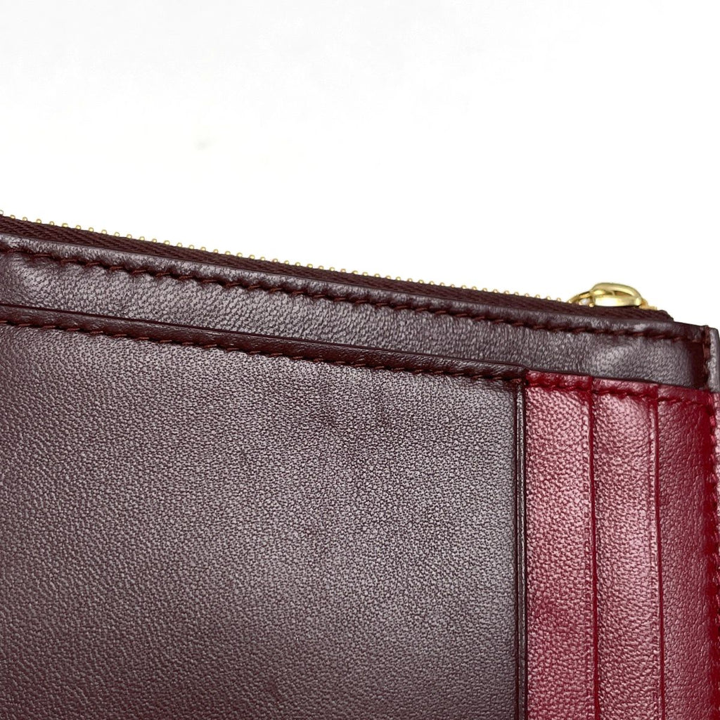 Bottega Veneta Cassette Fastener Card Case Coin Leather Bordeaux