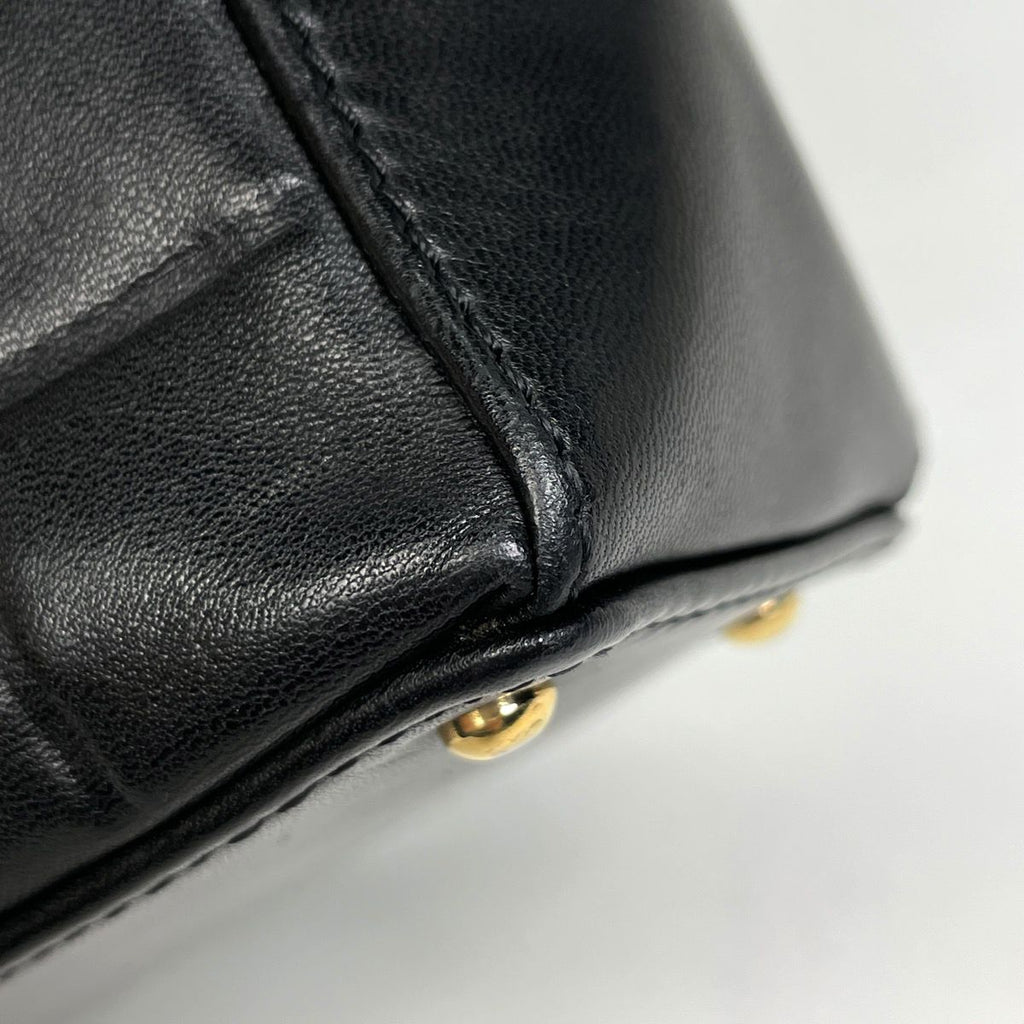 Chanel Choco Bar Shoulder Bag CC Logo Leather Black