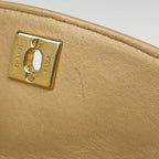 Chanel CC Logo Chain Shoulder Bag Quilted Leather Beige