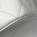 Chanel CC Logo Vanity Makeup Pouch Quilted Mila Caviar Leather White