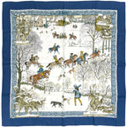 Hermes Carre 90 L`hive Scarf Winter Fire Silk Blue Multicolor