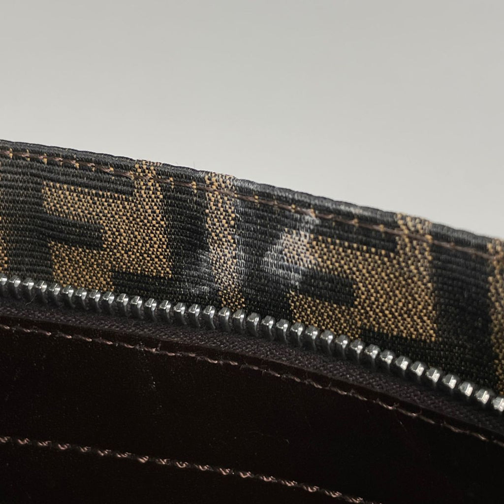 Fendi Zucca Pattern Shoulder Bag Canvas Brown