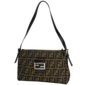 Fendi Zucca Pattern Shoulder Bag Canvas Brown