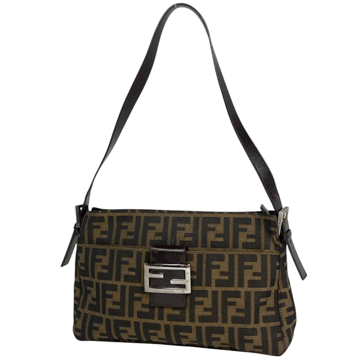 Fendi Zucca Pattern Shoulder Bag Canvas Brown