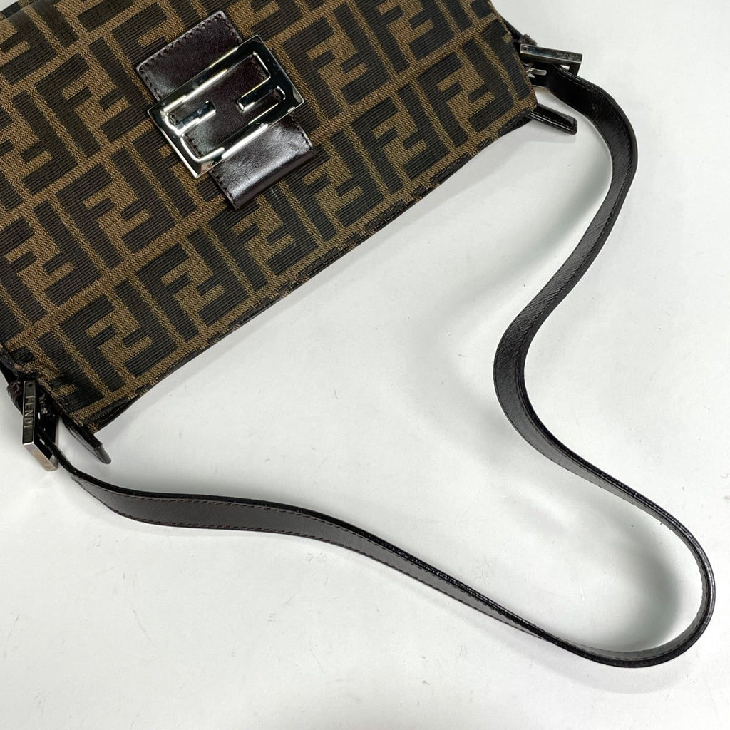 Fendi Zucca Pattern Shoulder Bag Canvas Brown