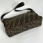 Fendi Zucca Pattern Shoulder Bag Canvas Brown