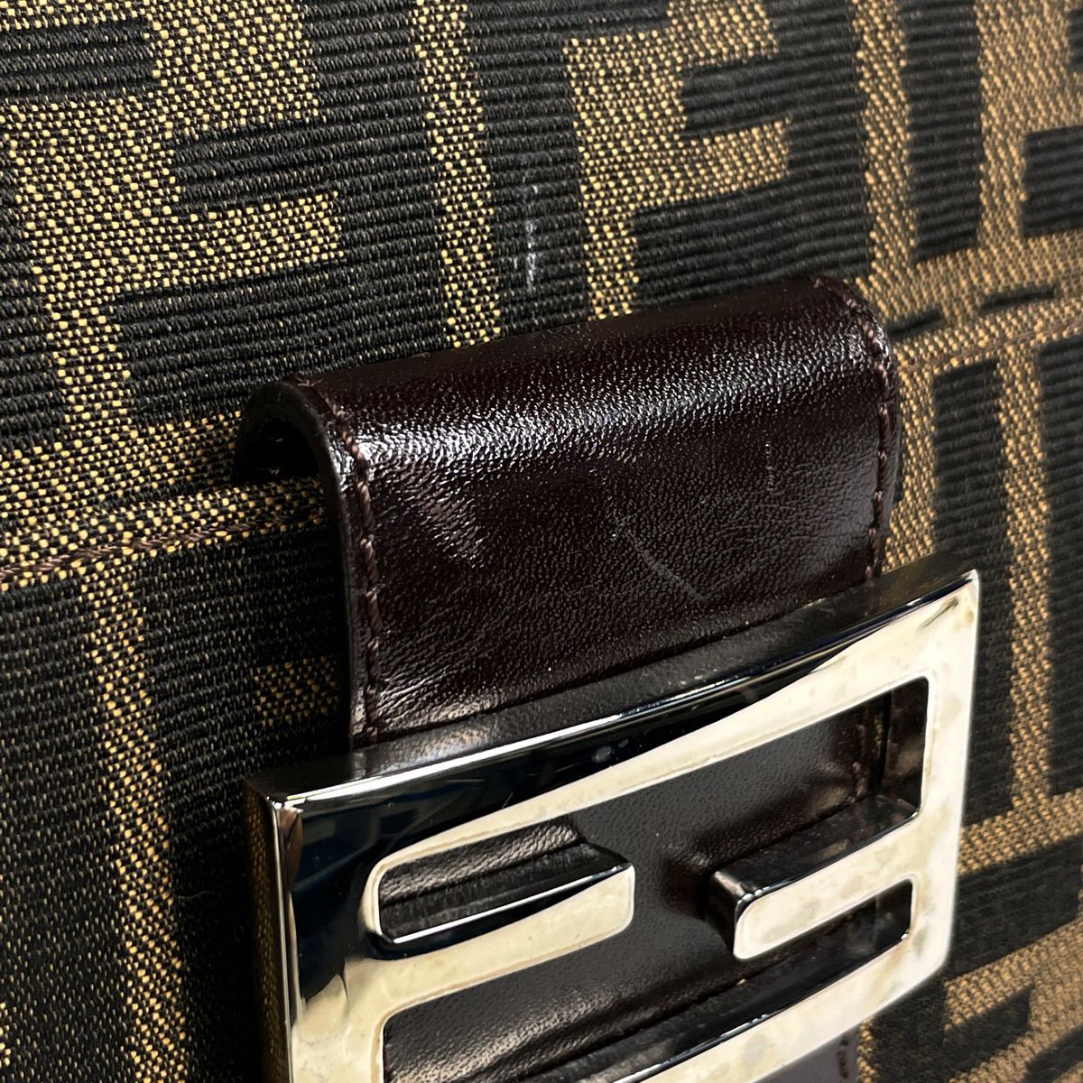 Fendi Zucca Pattern Shoulder Bag Canvas Brown