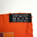 Hermes Carre 90 Bolduc AU Scarf Check Ribbon Silk Orange Brown