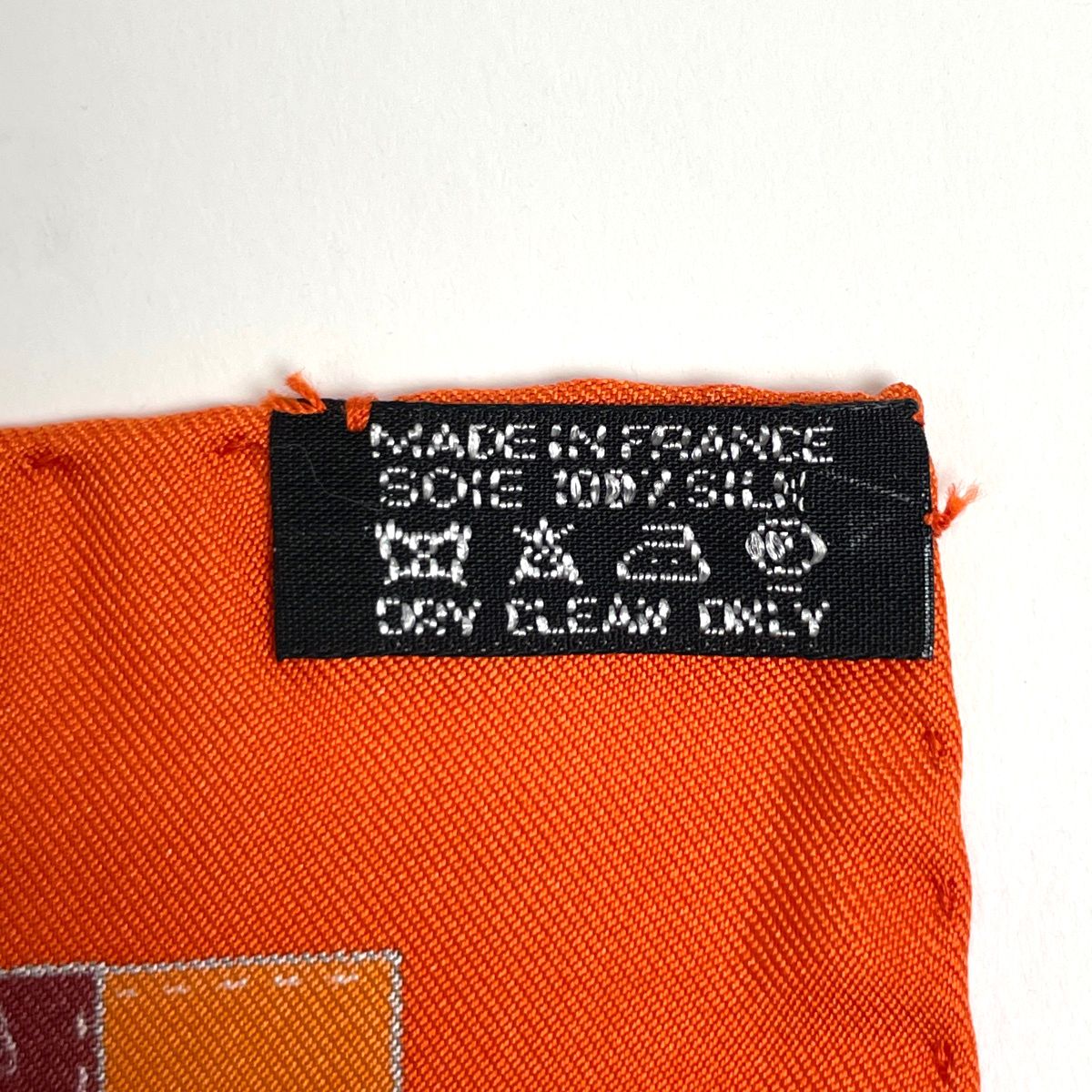 Hermes Carre 90 Bolduc AU Scarf Check Ribbon Silk Orange Brown