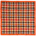 Hermes Carre 90 Bolduc AU Scarf Check Ribbon Silk Orange Brown