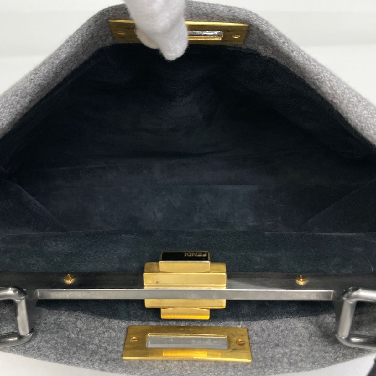 Fendi Peekaboo Handbag Fabric Gray
