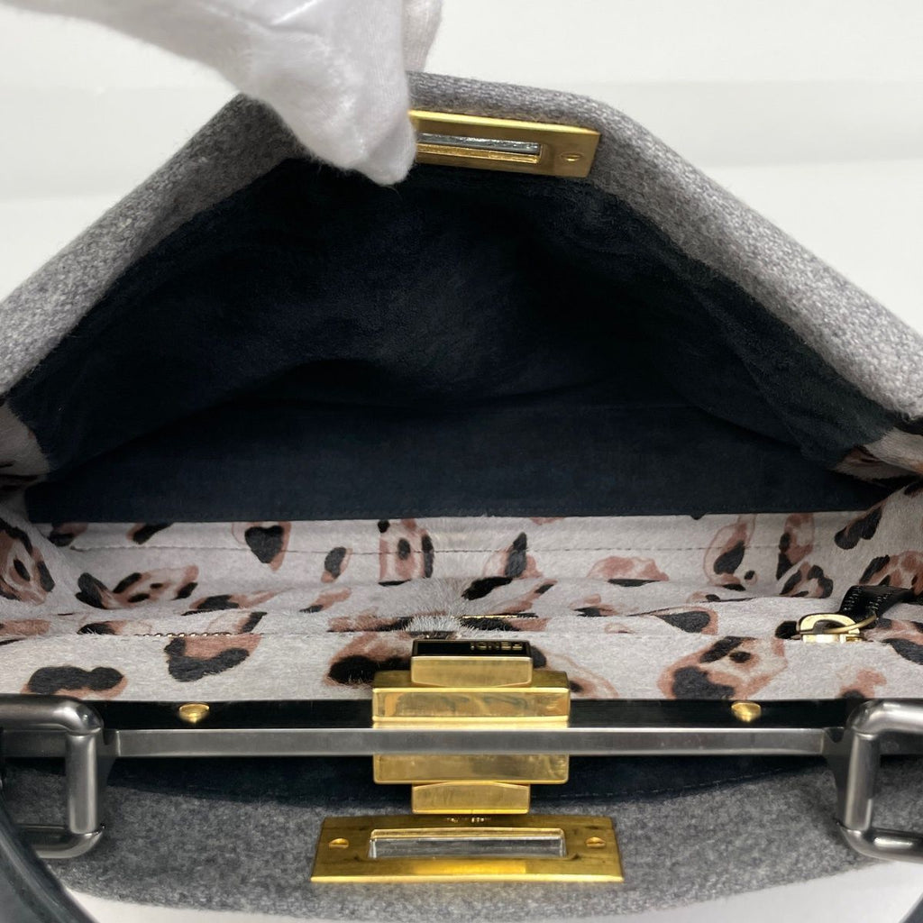 Fendi Peekaboo Handbag Fabric Gray