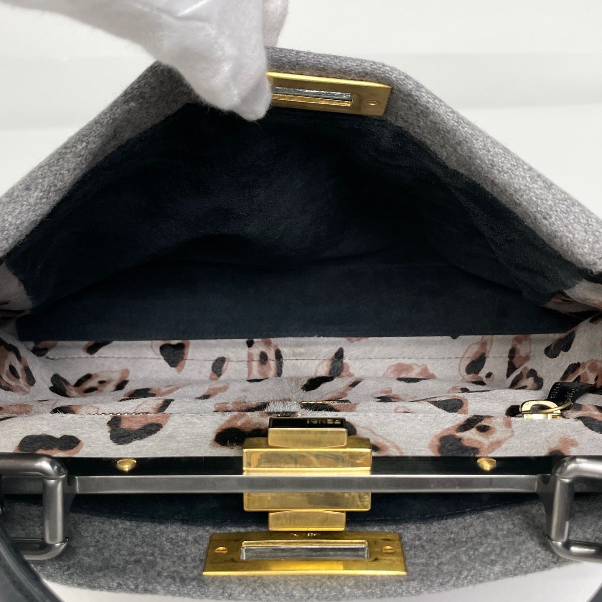Fendi Peekaboo Handbag Fabric Gray