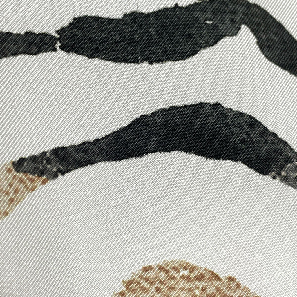 Chanel Scarf CC Logo Camellia Silk Beige Black