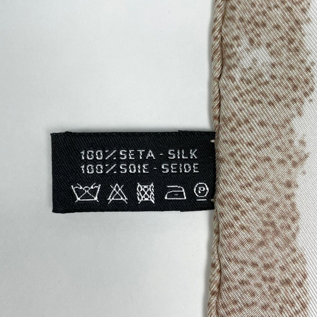 Chanel Scarf CC Logo Camellia Silk Beige Black