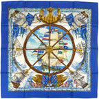 Hermes Carre 90 Vive le Vent Scarf Silk Blue Multicolor