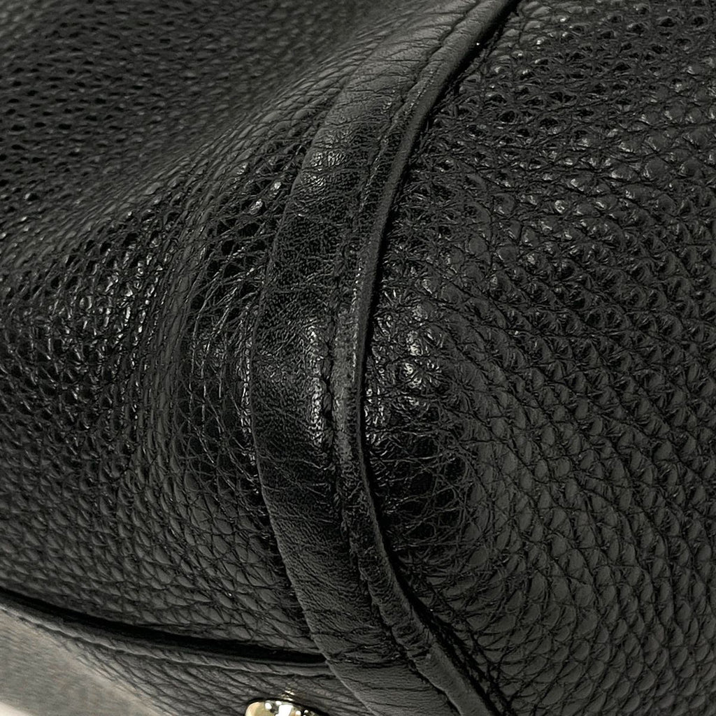 Gucci Tote Bag Soho Fringe Interlocking Leather Black