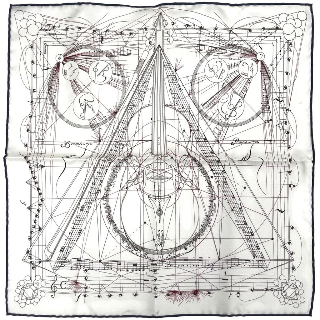 Hermes Petit Carre la Musique Des Spheres Scarf Music Played by Gavroche Silk