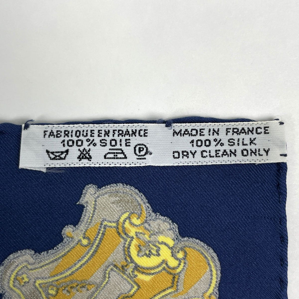 Hermes Carre 90 Key Pattern Scarf Silk Navy