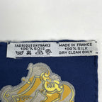 Hermes Carre 90 Key Pattern Scarf Silk Navy