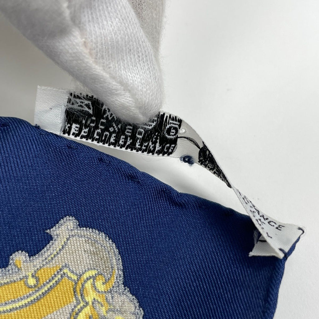 Hermes Carre 90 Key Pattern Scarf Silk Navy