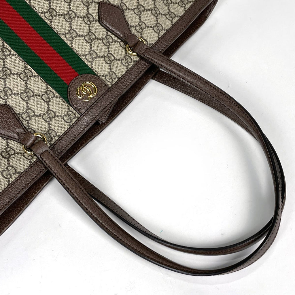 Gucci Ophidia GG Tote Bag Sherry Line Web Supreme Brown