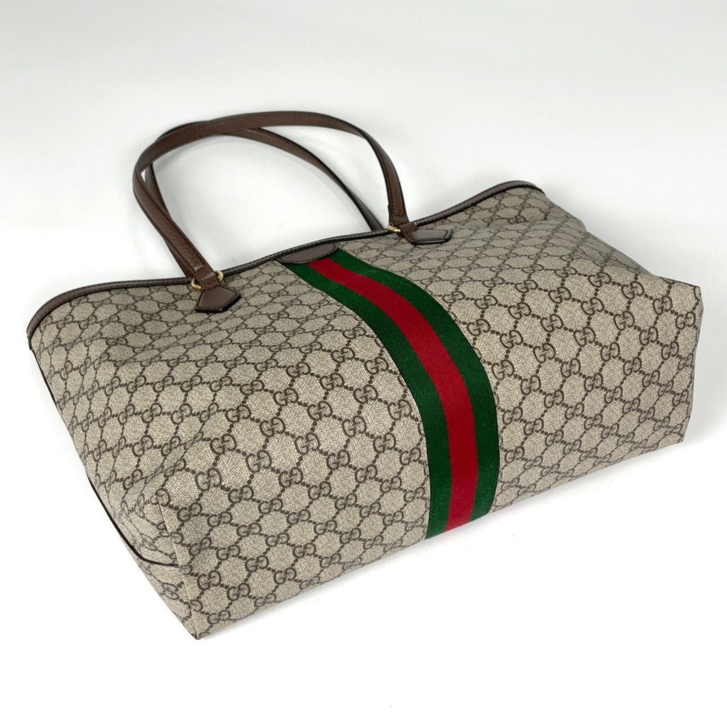 Gucci Ophidia GG Tote Bag Sherry Line Web Supreme Brown